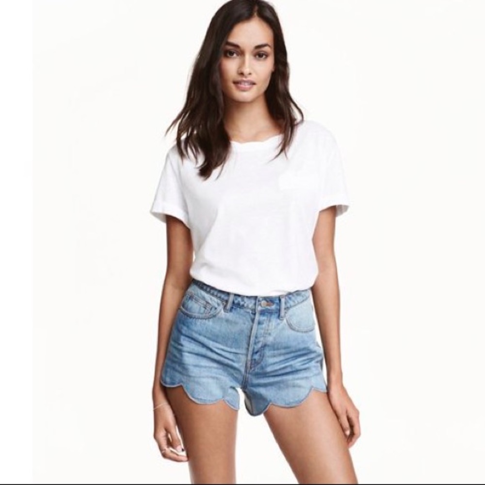 H&M Scalloped Denim Shorts